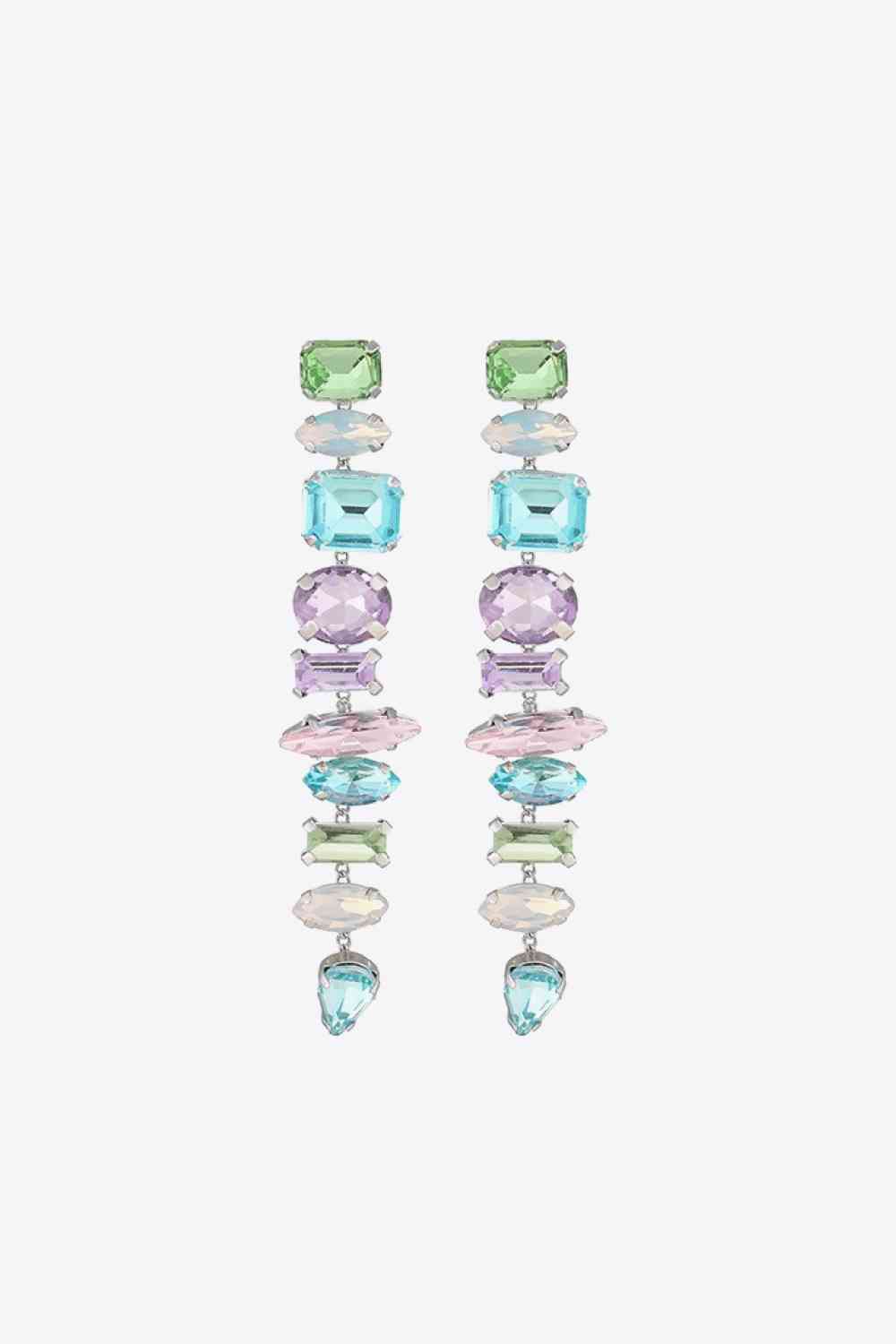 Boucles d'oreilles pendantes en pierre de verre multicolore