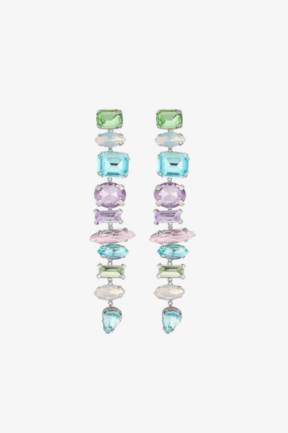 Boucles d'oreilles pendantes en pierre de verre multicolore