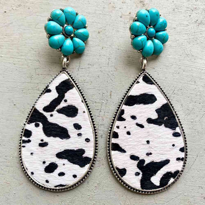 Boucles d'oreilles en forme de goutte de fleur turquoise