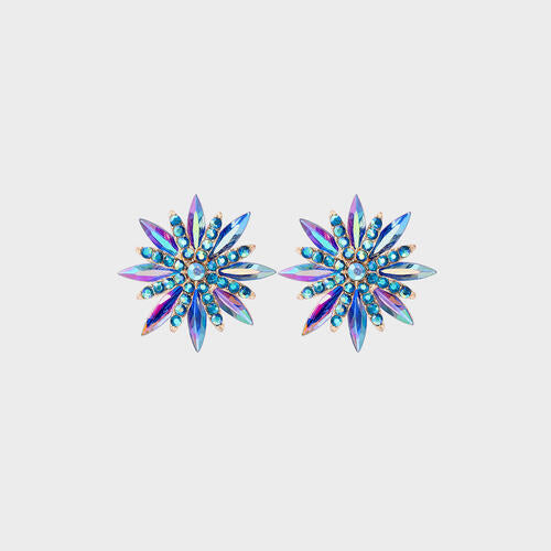 Aretes de aleación con diamantes de imitación en forma de flor