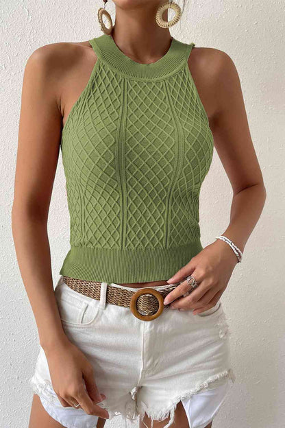 Round Neck Sleeveless Knit Top