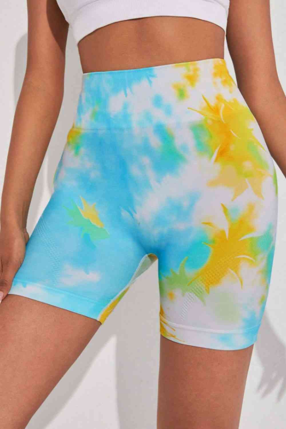 Shorts deportivos con cintura ancha y efecto tie-dye