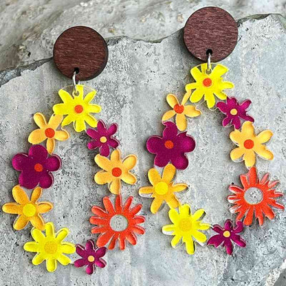 Boucles d'oreilles florales en forme de larme