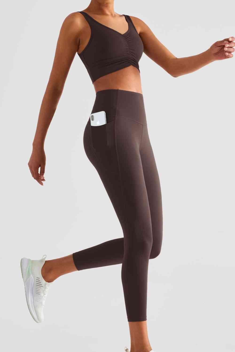 Leggings deportivos de cintura ancha con bolsillos