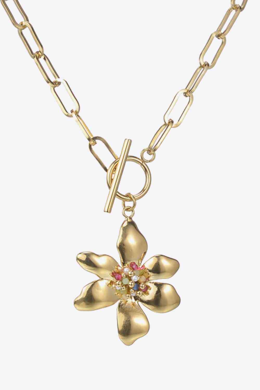 Collier en acier inoxydable avec pendentif fleur