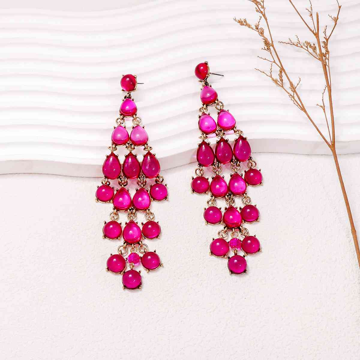 Boucles d'oreilles en forme de goutte en alliage et strass