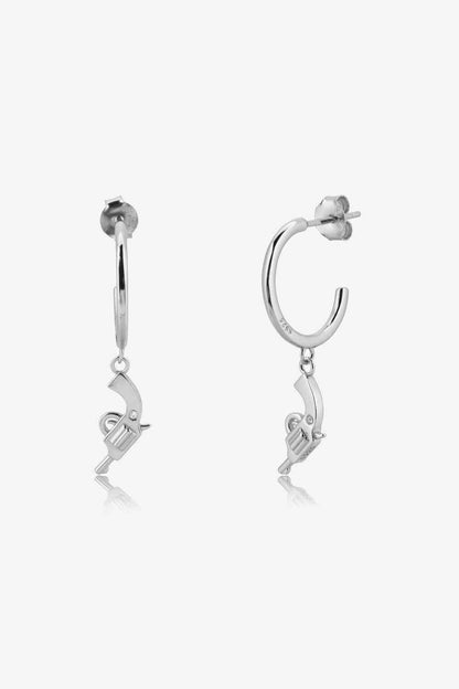 Boucles d'oreilles pendantes en forme de pistolet en forme de C en argent sterling 925