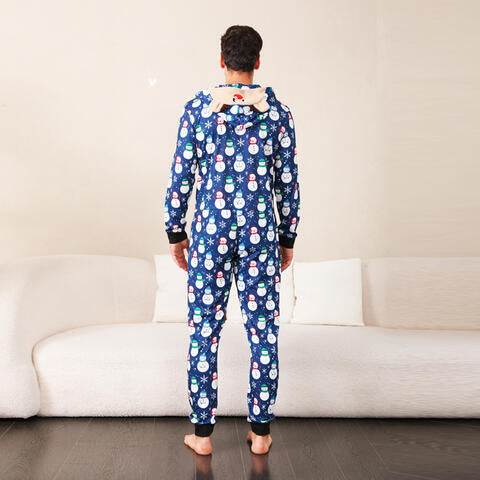 Snowman Print Hooded Jumpsuit