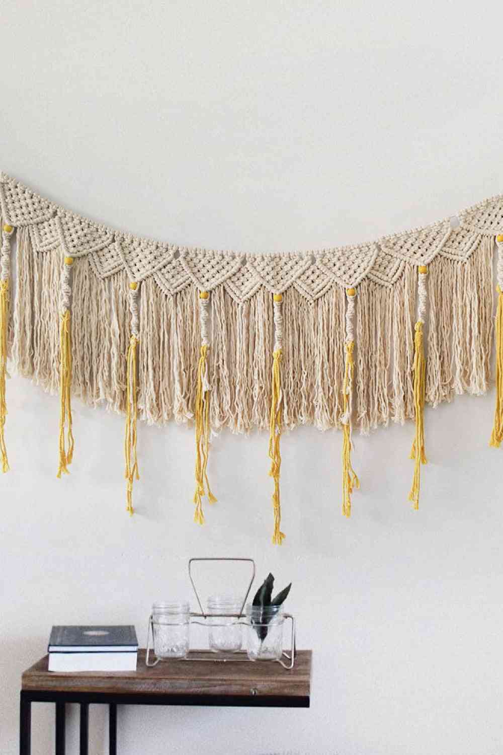 Colgante de pared de macramé con flecos