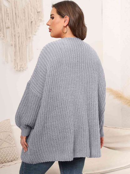 Cardigan en tricot ouvert sur le devant à épaules tombantes de grande taille