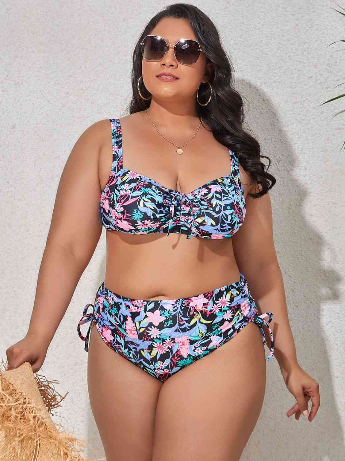 Ensemble de Bikini Imprimé à Cordon de Grande Taille