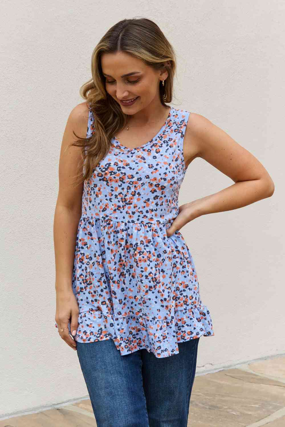 Top babydoll con estampado animal de tamaño completo de Be Stage