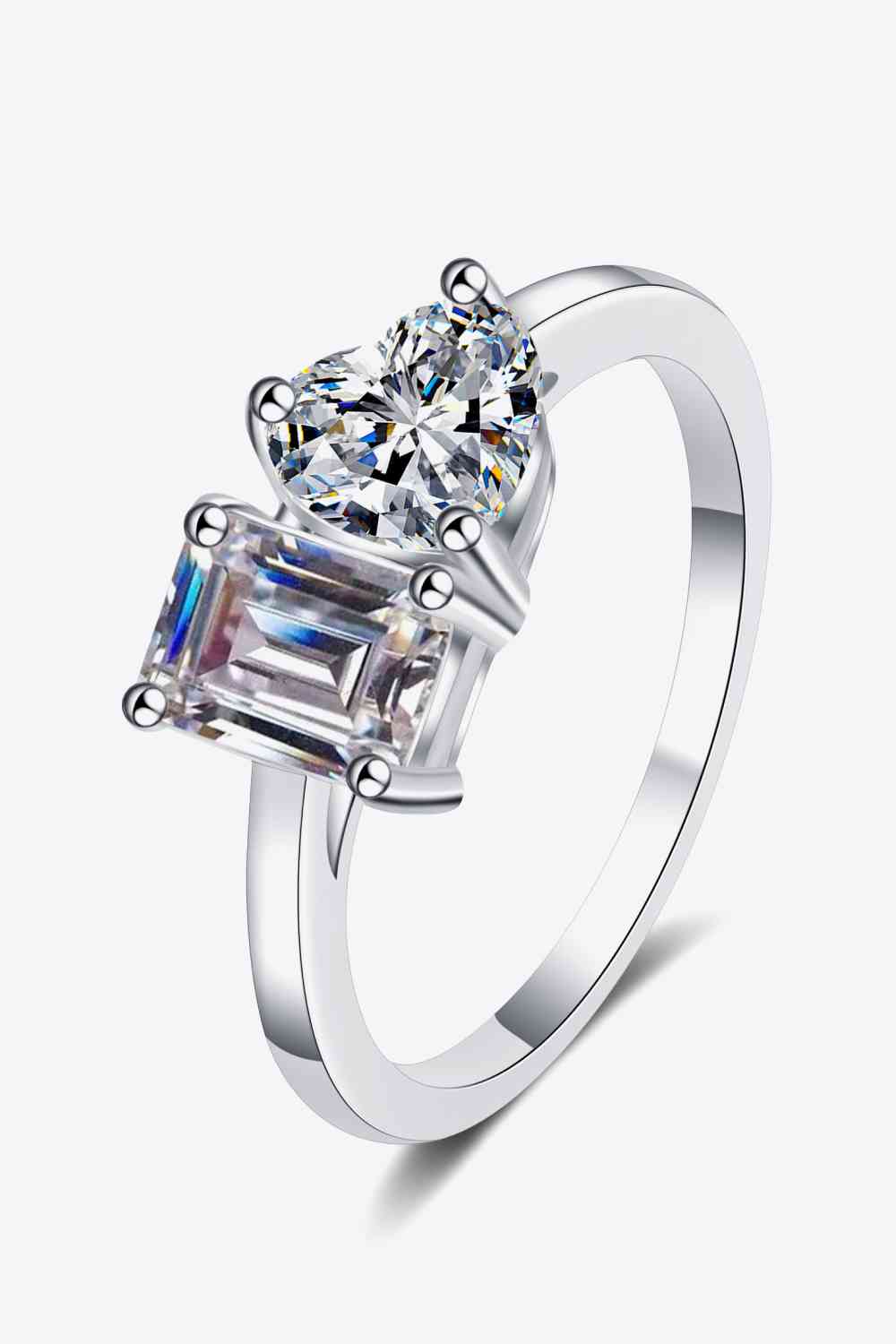 Bague Moissanite 2 Carats Plaquée Rhodium