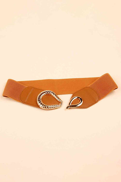 Ribbed Alloy Buckle Elastic Belt