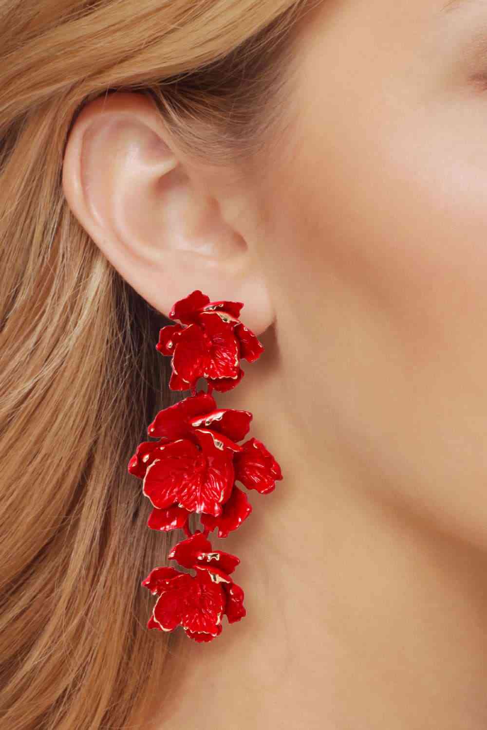 Boucles d'oreilles pendantes en alliage de zinc en forme de fleur