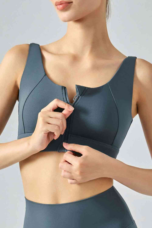 Soutien-gorge de sport respirant à fermeture éclair