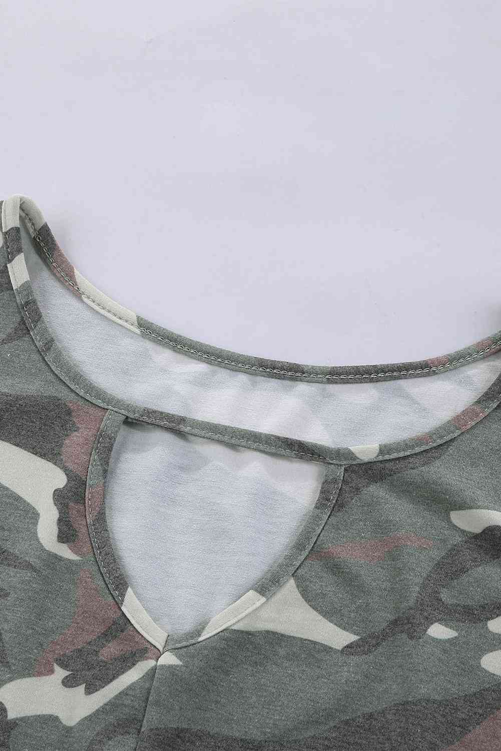 Camouflage Print Cutout Hem Detail Tank