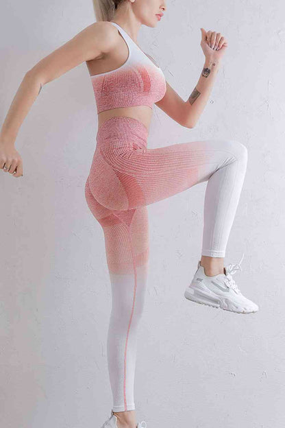 Conjunto de leggings y sujetador deportivo degradado