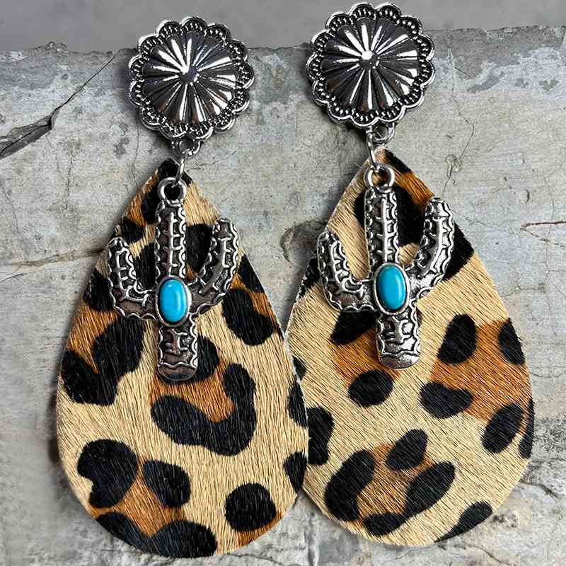 Boucles d'oreilles pendantes cactus turquoise