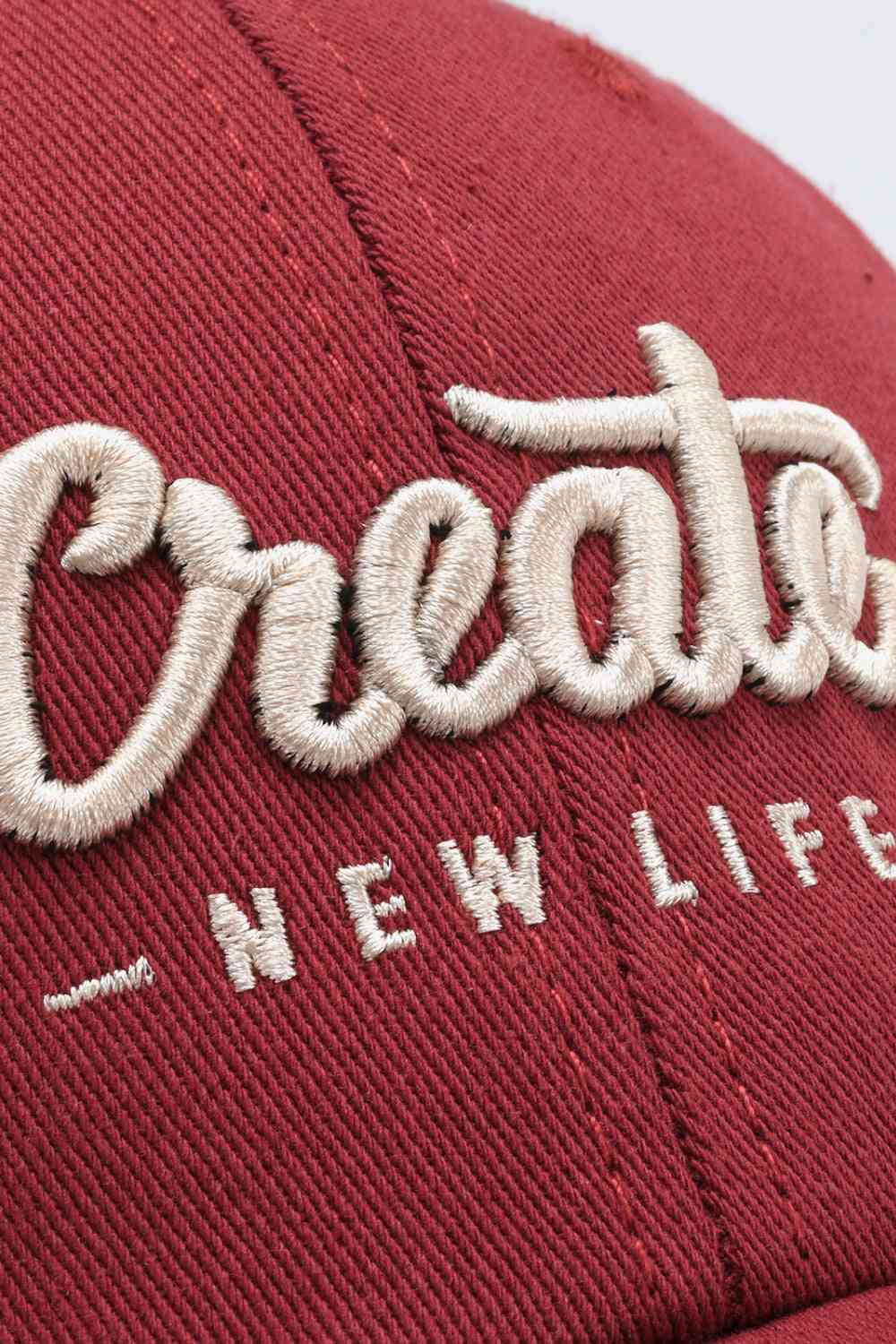 CREATE NEW LIFE Casquette de baseball réglable en coton