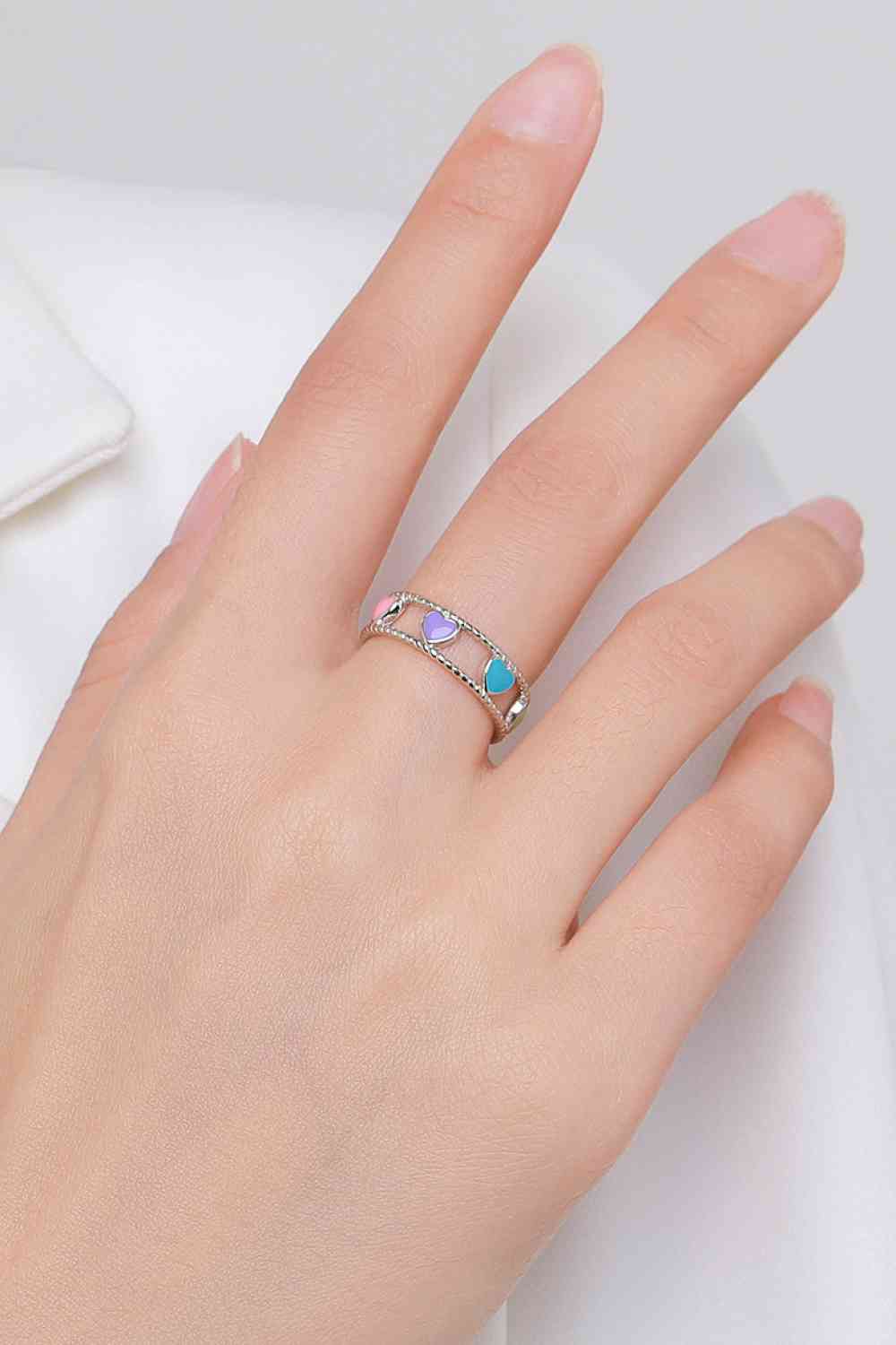 Bague en forme de cœur découpée en argent sterling 925