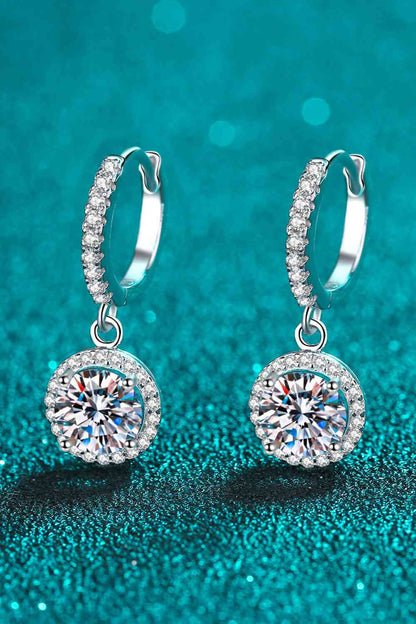 Boucles d'oreilles pendantes rondes en moissanite