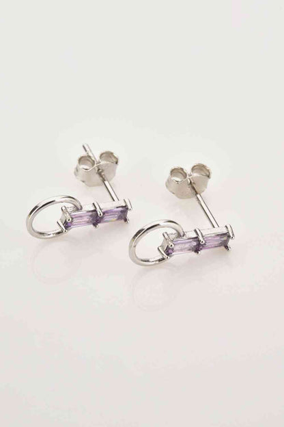 Boucles d'oreilles pendantes créoles en argent sterling 925 avec zircon