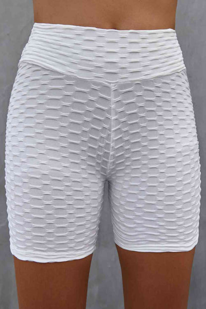 Short motard texturé taille haute