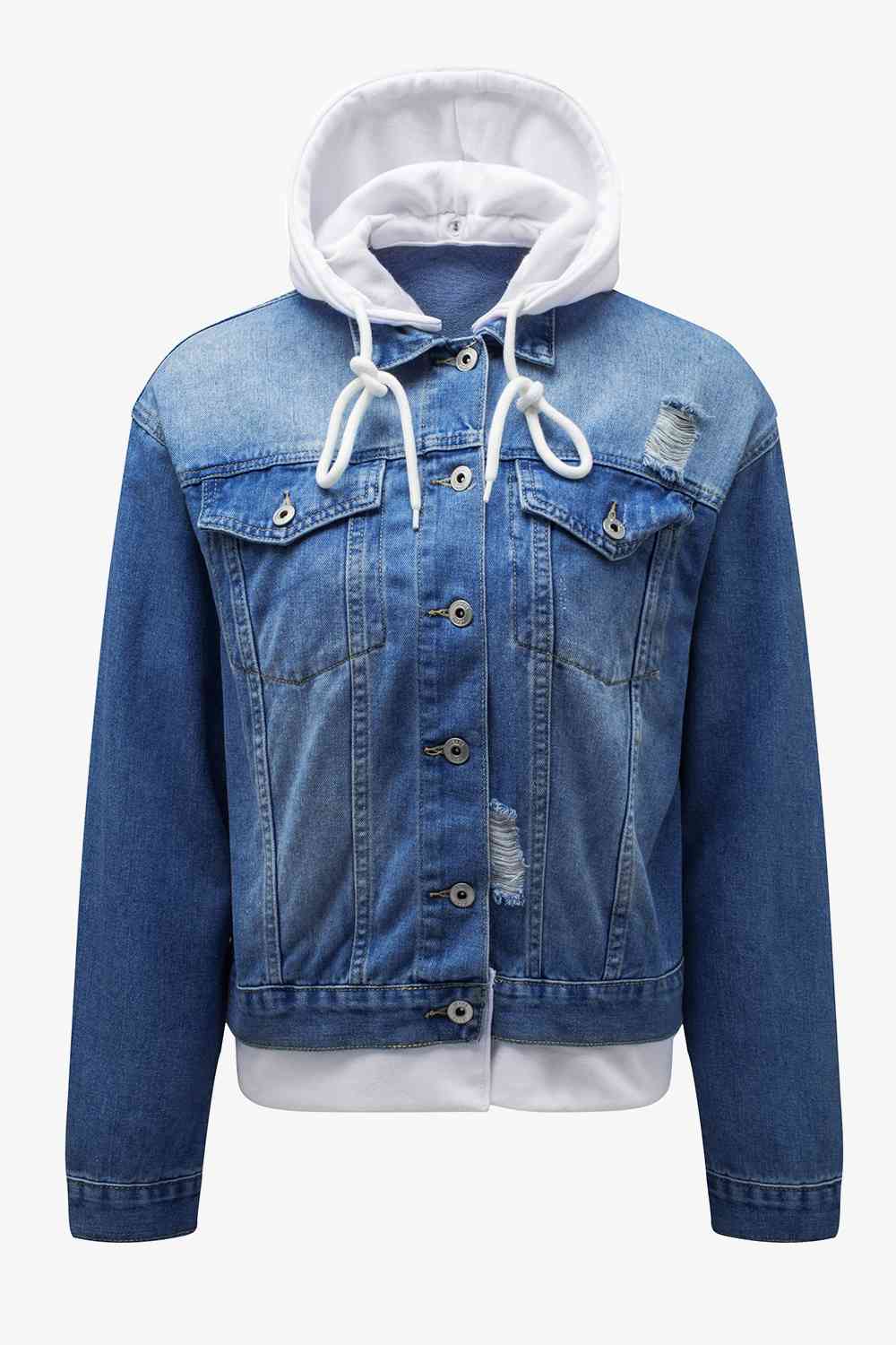 Veste en jean à capuche effet vieilli