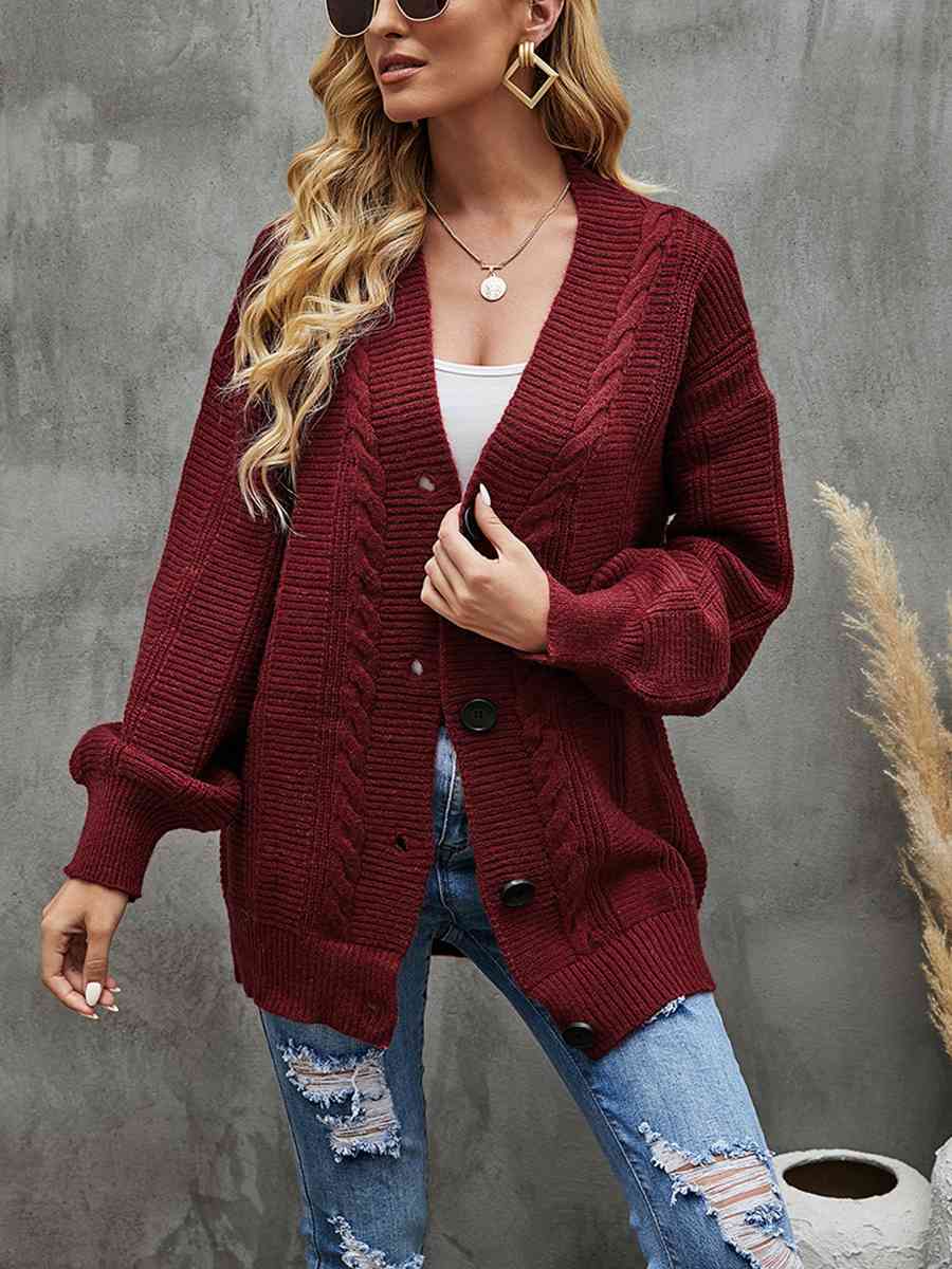 Cardigan à épaules tombantes en tricot torsadé