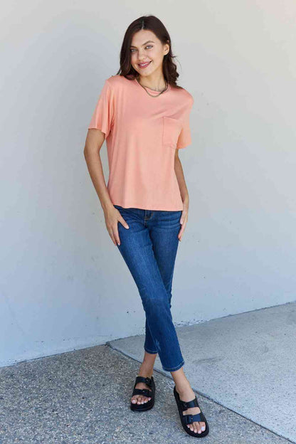 HYFVE Keep It Simple Oversized Pocket Tee in Burnt Coral