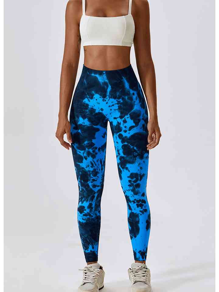 Leggings actifs à large ceinture tie-dye