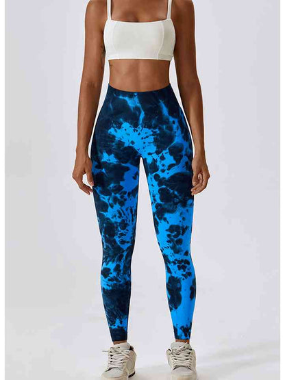 Leggings actifs à large ceinture tie-dye