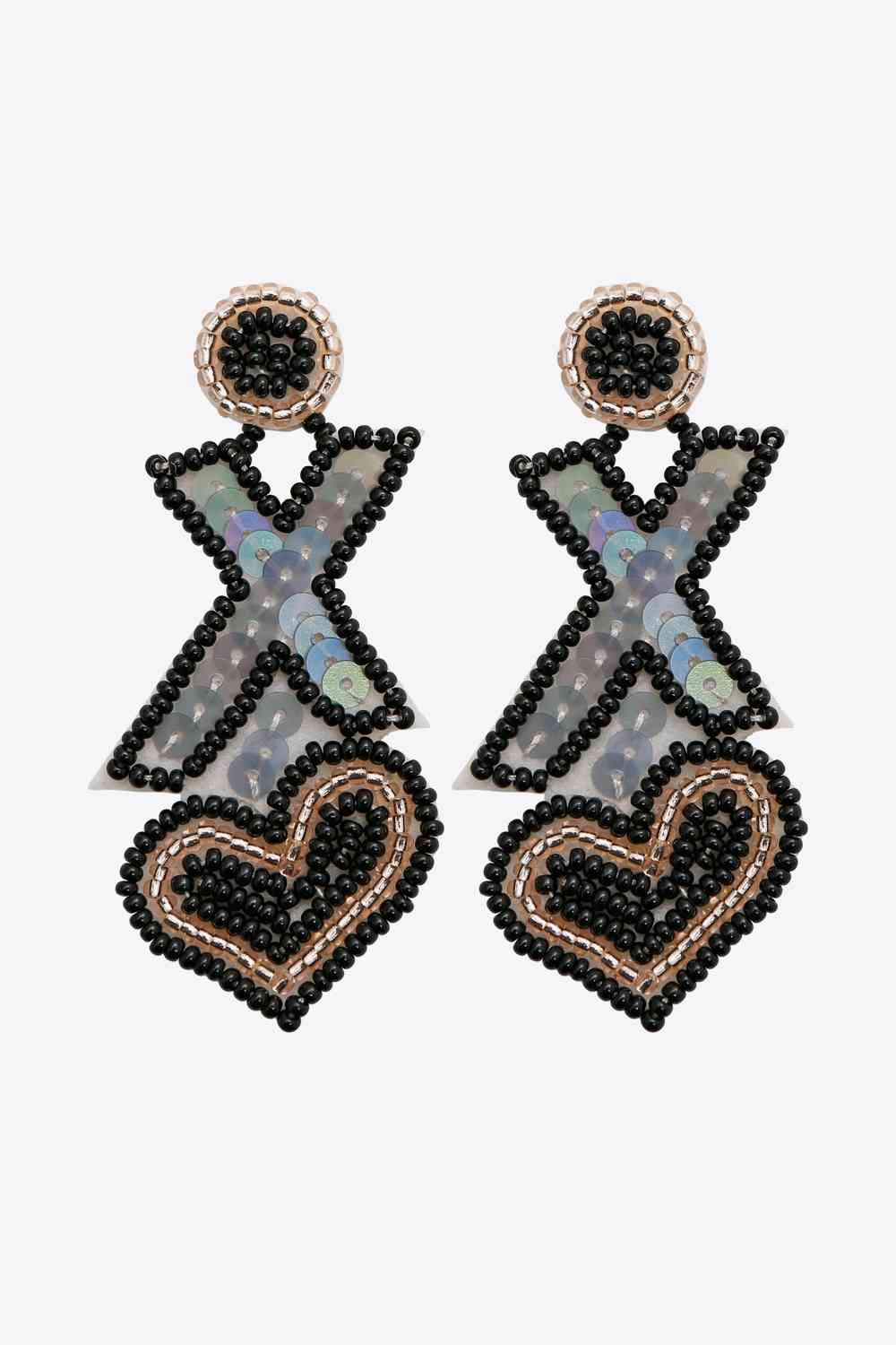 2 pares aleatorios de aretes colgantes con cuentas en forma de X y corazón