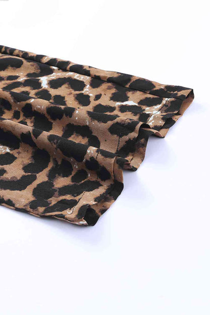 Mono con cuello halter fruncido de leopardo