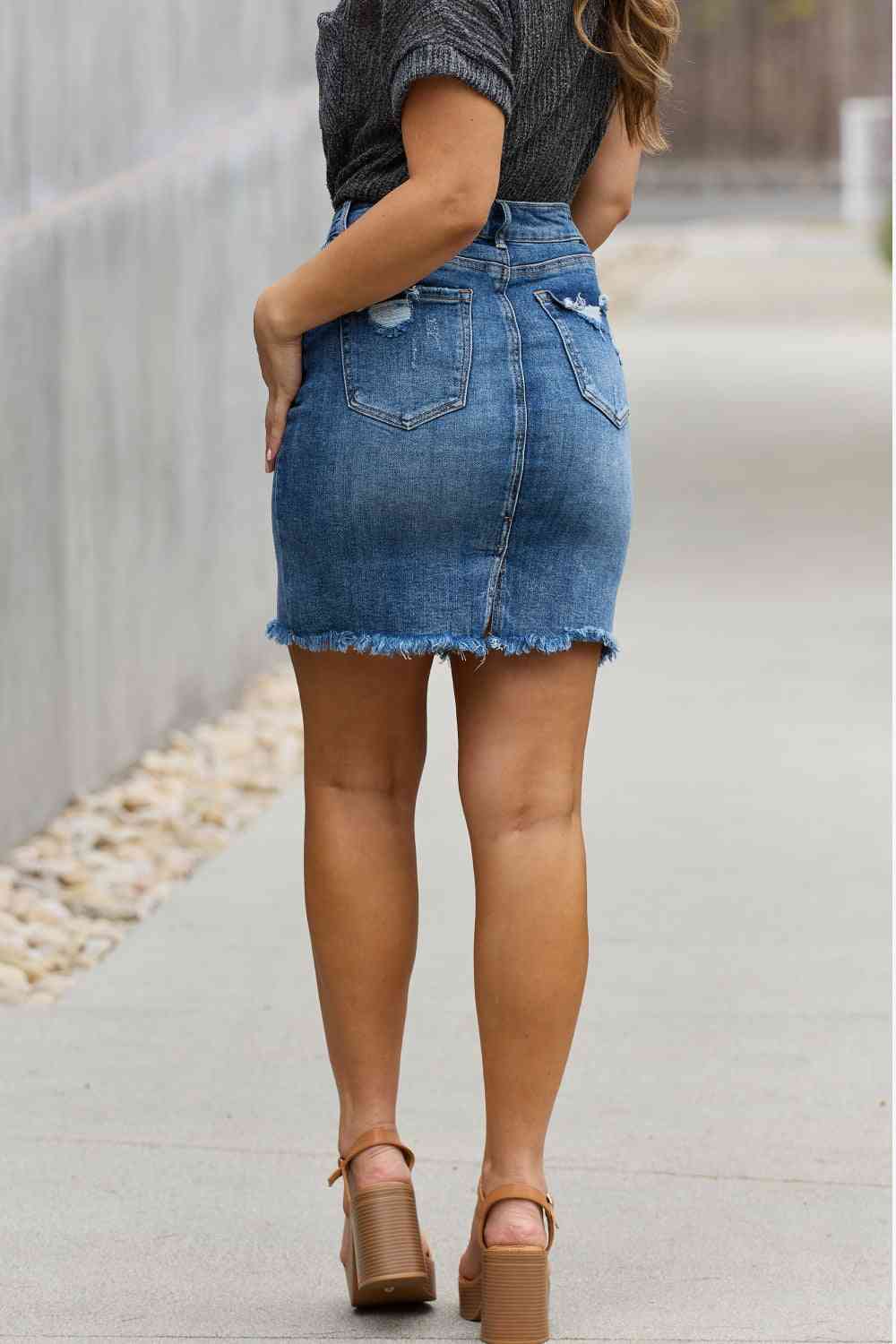 RISEN Amelia Mini-jupe en jean pleine taille
