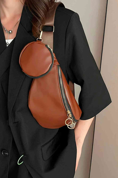 Sac à bandoulière en cuir PU avec petit sac à main