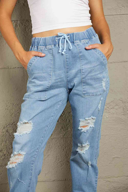 Pantalon de jogging avec poches en denim effet vieilli Baeful