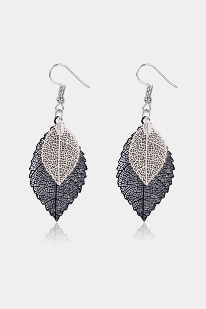 Boucles d'oreilles pendantes en forme de feuille