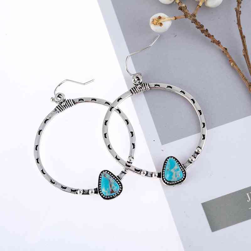 Boucles d'oreilles pendantes turquoise artificielles