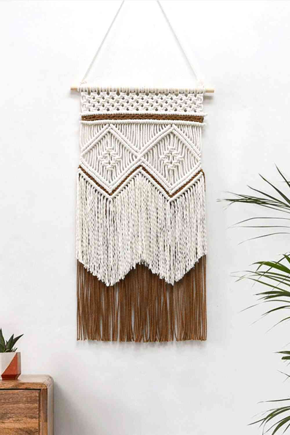 Colgante de pared de macramé hecho a mano en dos tonos