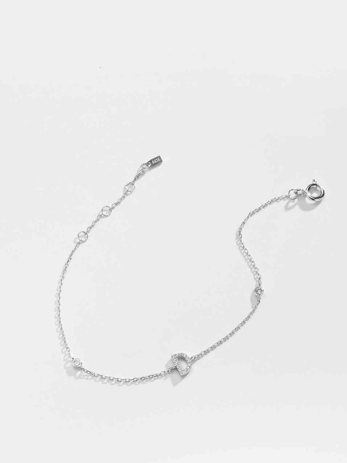 Pulsera de plata de ley 925 con circonitas de la A a la F