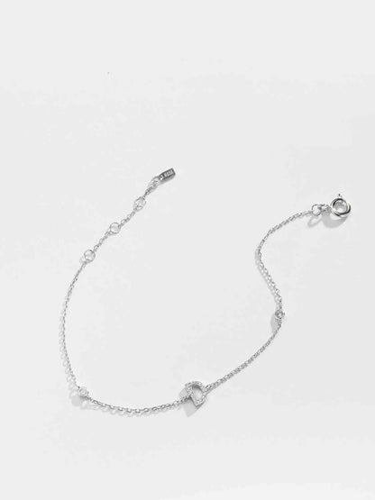 Pulsera de plata de ley 925 con circonitas de la A a la F