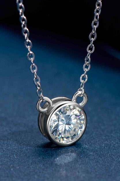 Collier pendentif rond en argent sterling 925, 1 carat de moissanite