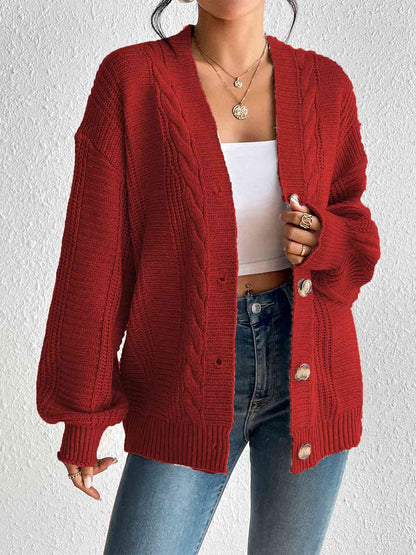 Cardigan boutonné en tricot torsadé