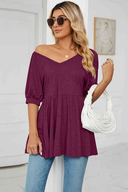 V-Neck Babydoll Top