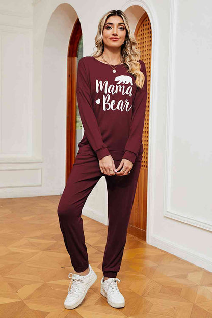 MAMA BEAR Ensemble sweat-shirt graphique et pantalon de survêtement