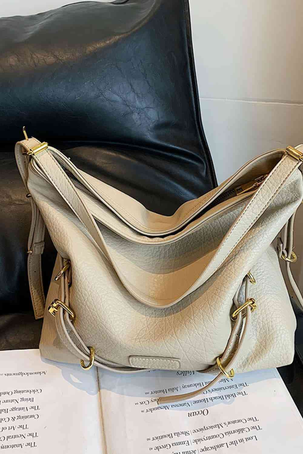 Grand sac à bandoulière en cuir PU