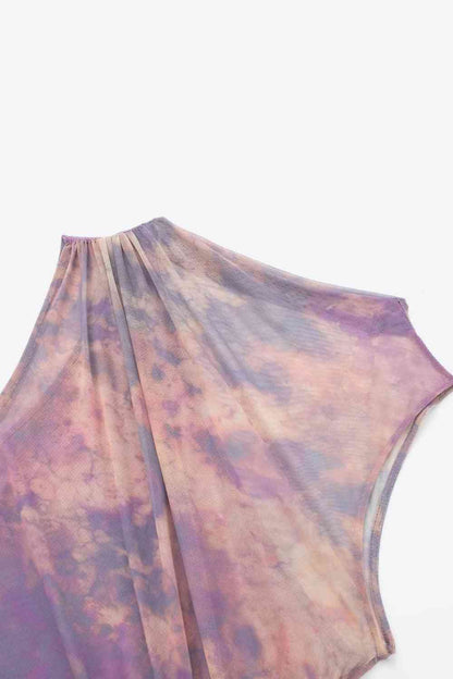 Robe sans manches froncée tie-dye