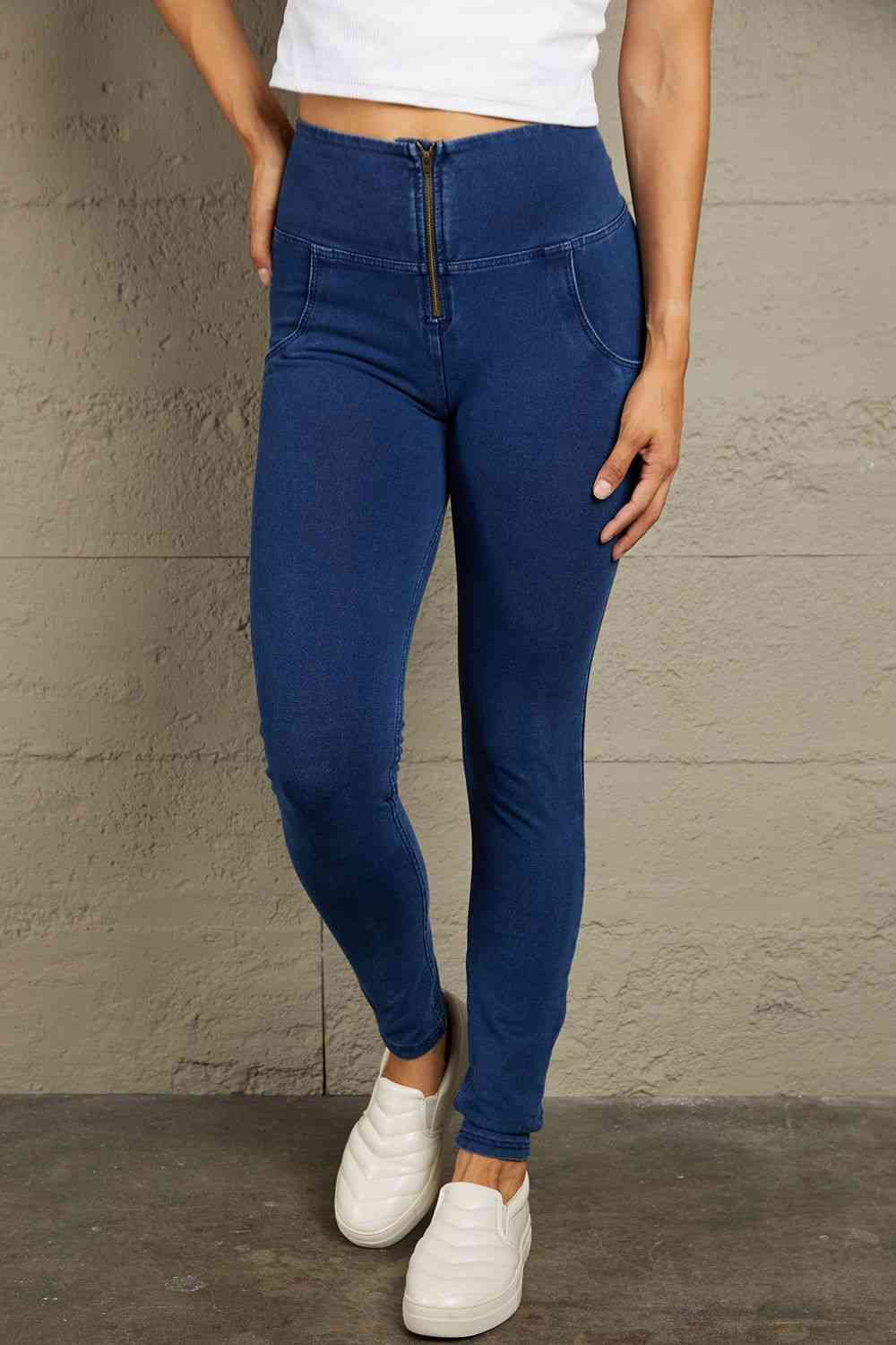 Jean long skinny taille haute zippé Baeful